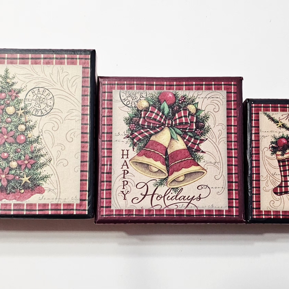 Holiday Cheer Gift Box Set Of 3-Collectible-Red and Gold